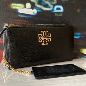 Tory Burch Women's Britten Zip Continental Wallet (Black)